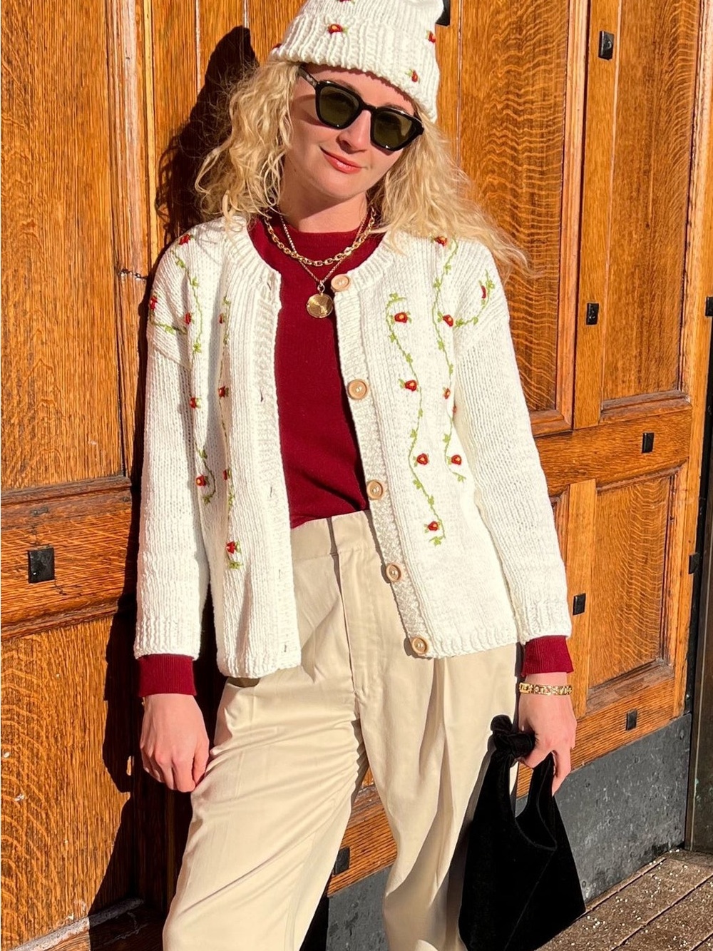 Fanm Mon Cream Floral Embroidered Button-Up Cardigan - Women